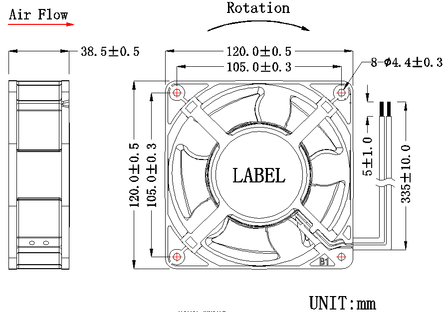 12038交流風扇尺寸
